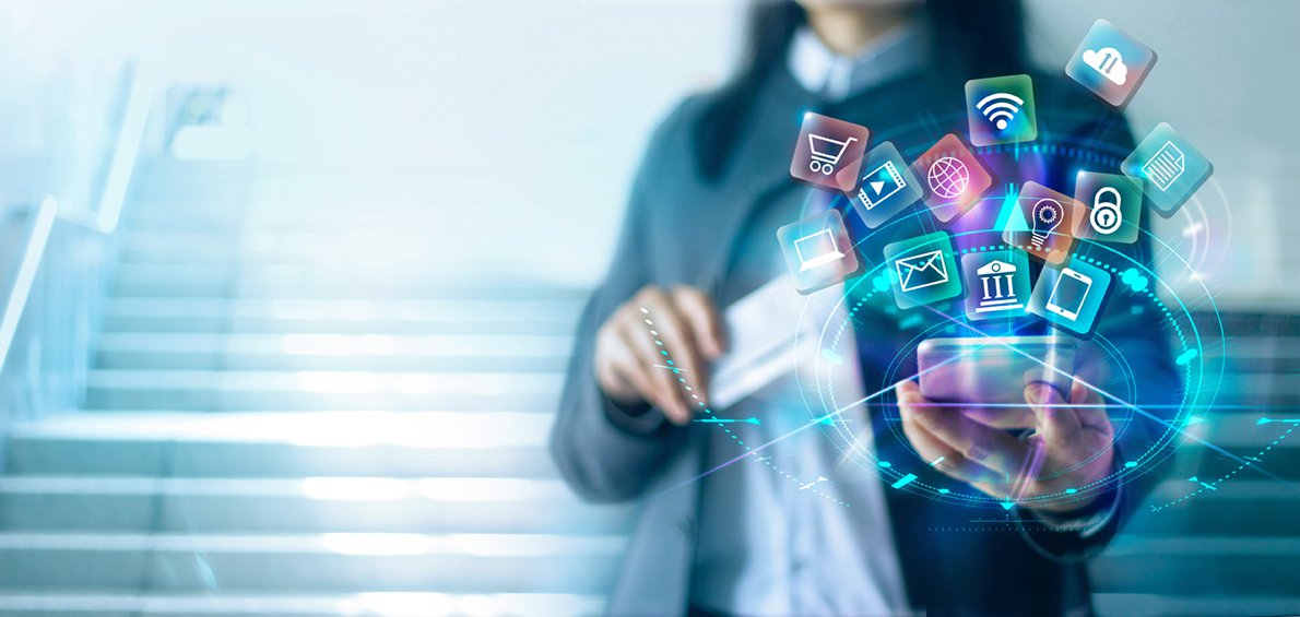 A woman holding out a phone with graphic images of