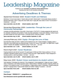 Leadership magaine themes and ad deadlines.